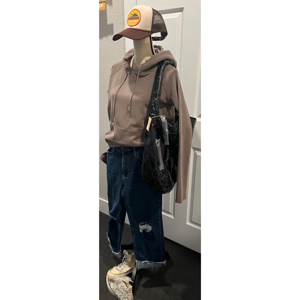 #1709 Frank & Eileen Tee Lab Gray Distressed Drawstring Hoodie Sweatshirt Medium - Picture 4 of 9